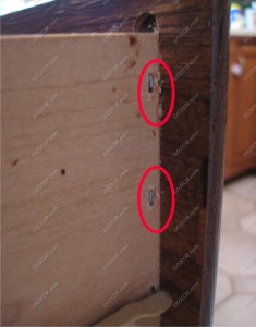 kitchen cabinets - stapled drawers