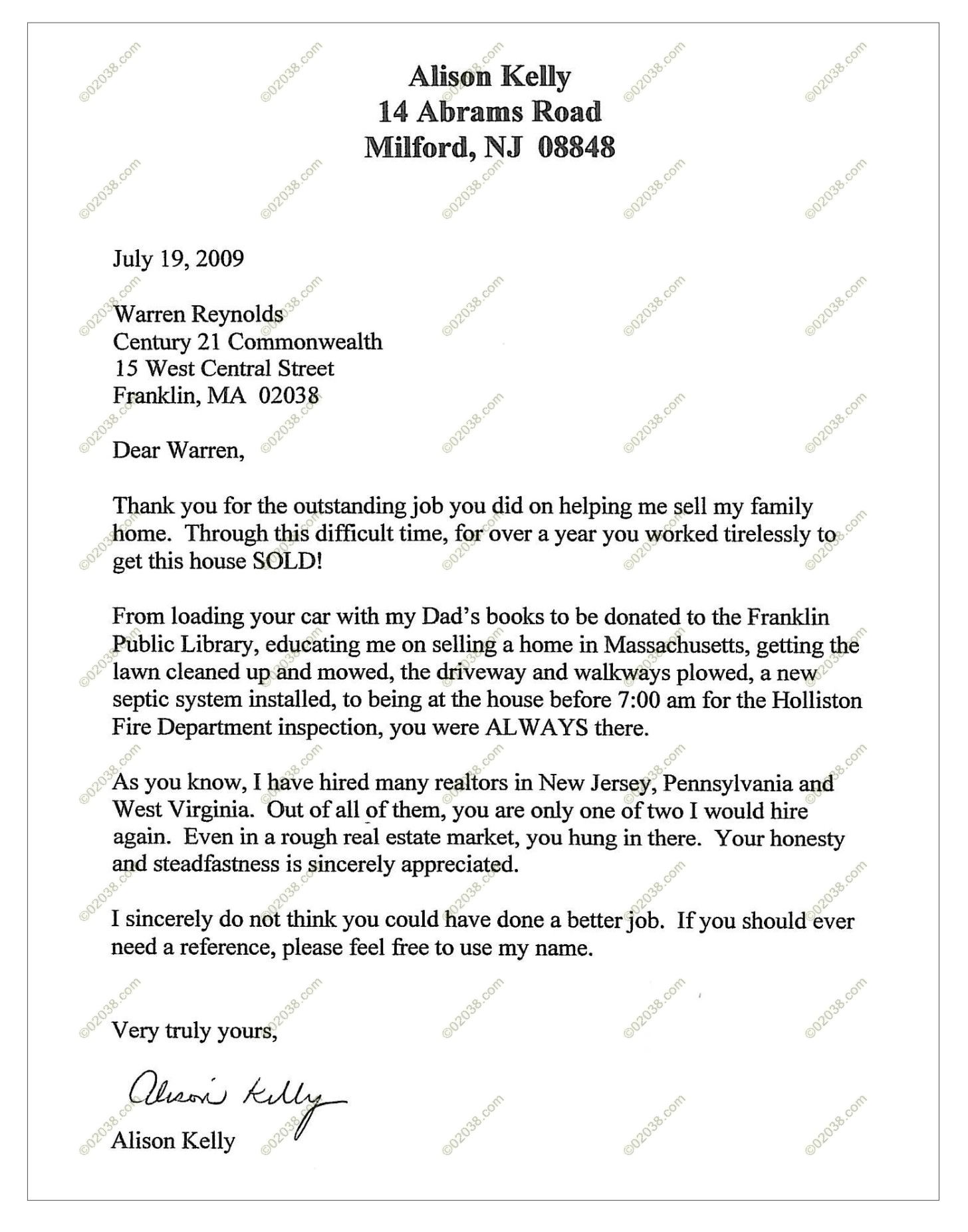sample letter to home seller from buyer