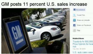 GM cars sales up Nov 2010