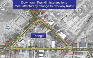 downtown franklin ma traffic triangle